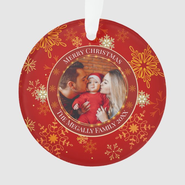 Adorno Baby's First Christmas Custom Name Photo Keepsake (Anverso)