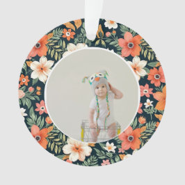Adorno  Baby's First Christmas Ornament Photo Floral