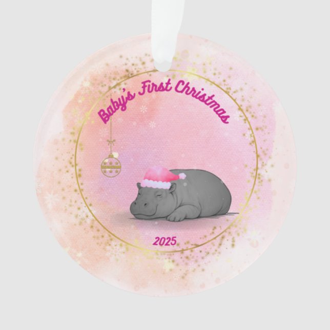 Adorno Baby's First ChristmPygmy Hippo Christmas Ornament (Anverso)