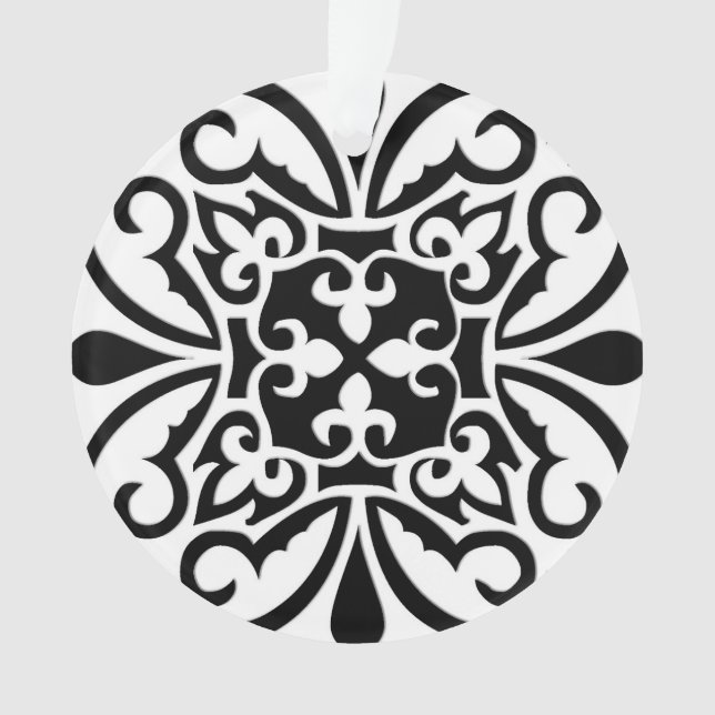 Adorno Baldosa marroquí - negro con fondo blanco (Anverso)