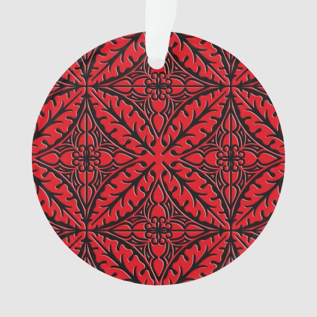 Adorno Baldosas marroquíes - rojo oscuro y negro (Anverso)