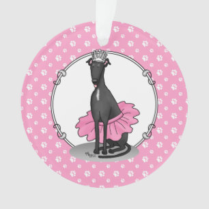 Adorno Ballet Ballerina Princess Greyhound Dog (negro)