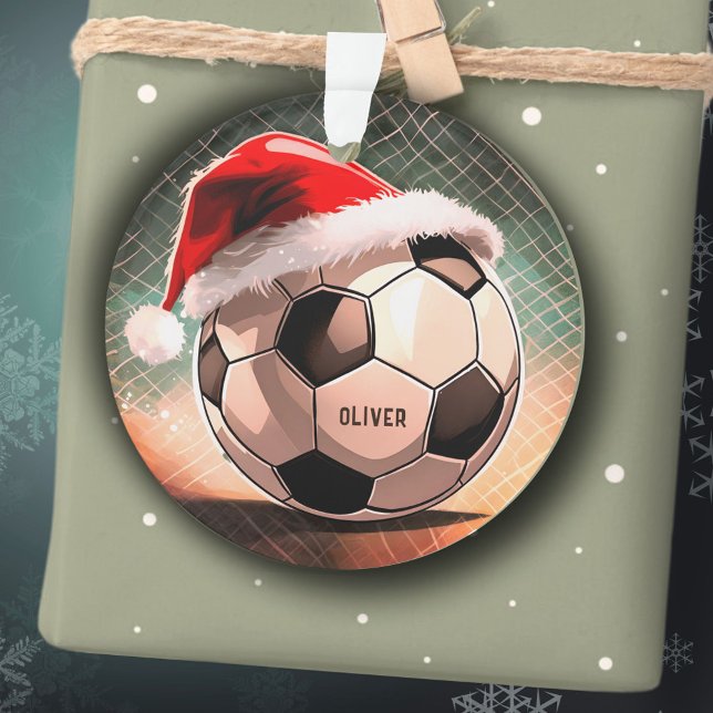 Adorno Balón de fútbol con Navidades Red Santa Hat Name (Subido por el creador)