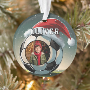 Adorno Balón de Fútbol Santa Sombrero Navidad Foto