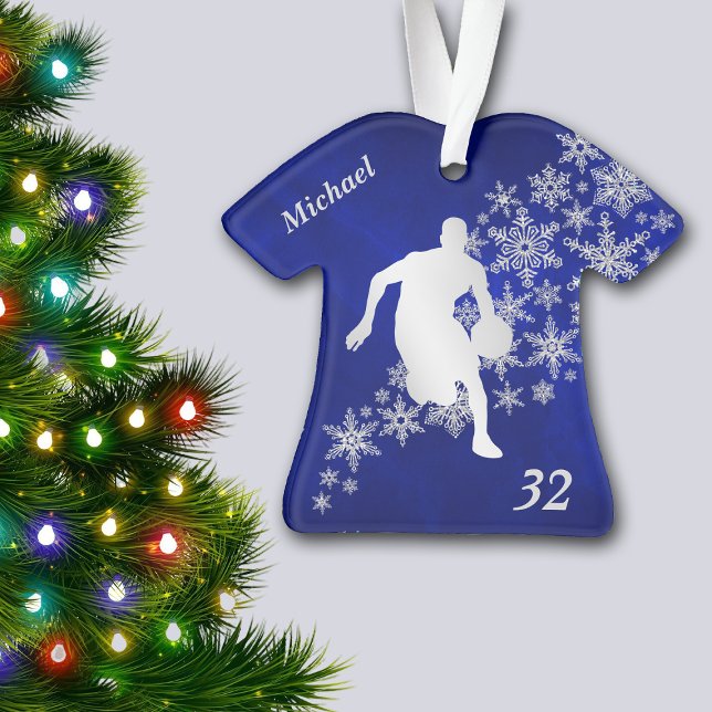 Adorno Baloncestista Blue Silver Snowflake Basketball (Subido por el creador)