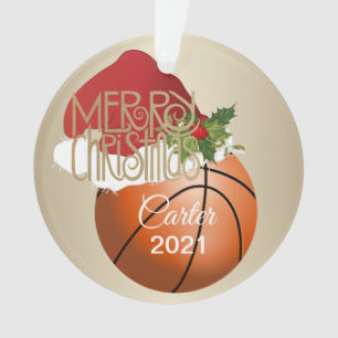 Adorno Baloncesto Santa Hat Nombre DIY