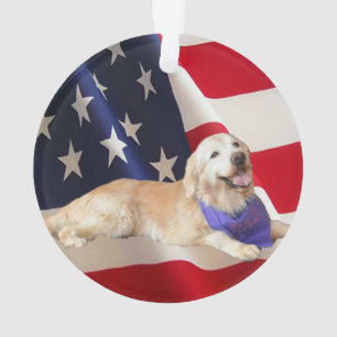 Adorno Bandera americana descarada del golden retriever