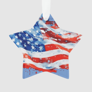Adorno Bandera Americana USA Acuarela 4 de Julio