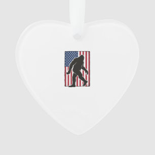 Adorno Bandera Americana Vintage Silueta de Bigfoot Vecto