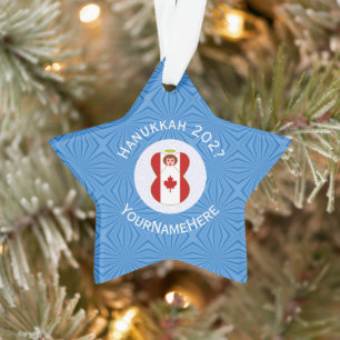 Adorno Bandera canadiense de Hanukkah Angel Personalizada