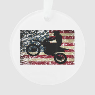 Adorno Bandera de Dirt Bike Estados Unidos Camiseta Motoc