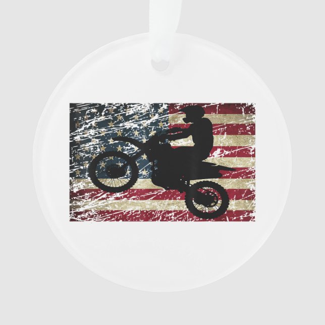 Adorno Bandera de Dirt Bike Estados Unidos Camiseta Motoc (Anverso)