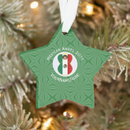 Adorno Bandera de Navidad Ángel Mexicano Personalizada
