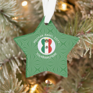 Adorno Bandera de Navidad Ángel Mexicano Personalizada