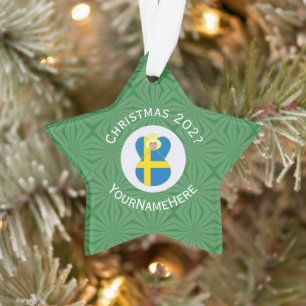 Adorno Bandera de Navidad de Ángel Sueco Personalizada 