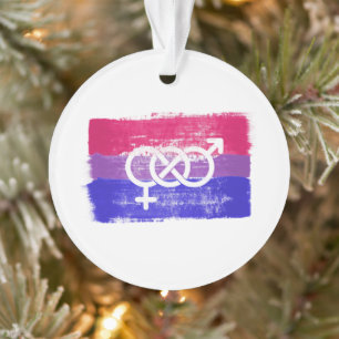 ADORNO BANDERA DE ORGULLO CON SÍMBOLO BISEXUAL PINTADO