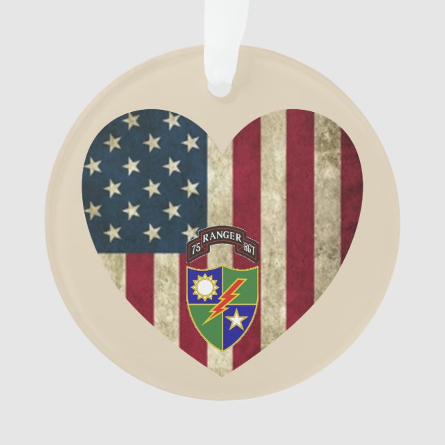 Adorno Bandera estadounidense del corazón del 75° Regimie (Anverso)