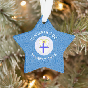 Adorno Bandera personalizada de Hanukkah del ángel finlan