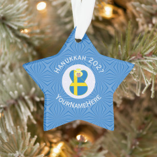 Adorno Bandera personalizada de Hanukkah del ángel sueco