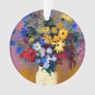 Adorno Base blanca con flores Odilon Redon