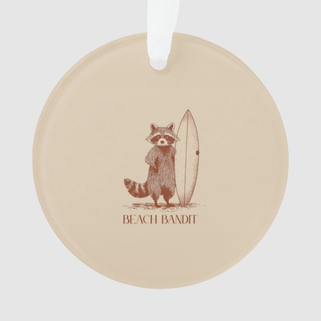 Adorno Beach Bandit Raccoon Surfer – Funny Vintage (Anverso)