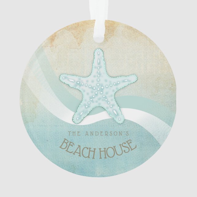 Adorno Beach House Nautical Starfish Aqua Blue ID623 (Reverso)