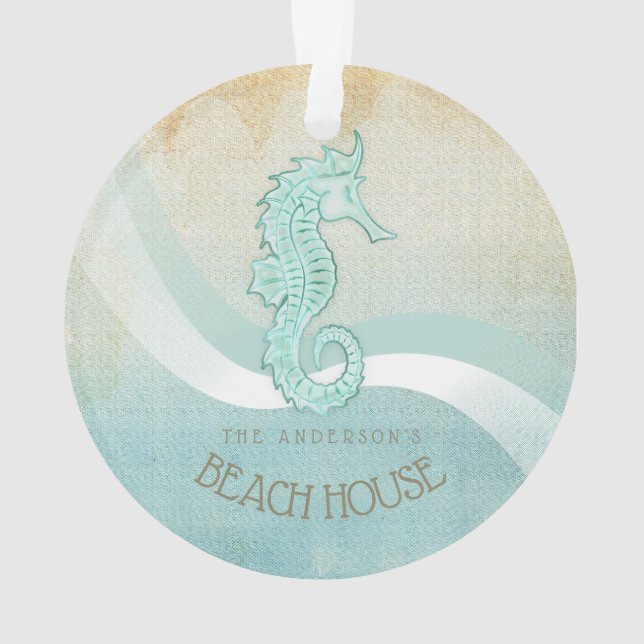 Adorno Beach House Seahorse Aqua Blue ID623 (Reverso)