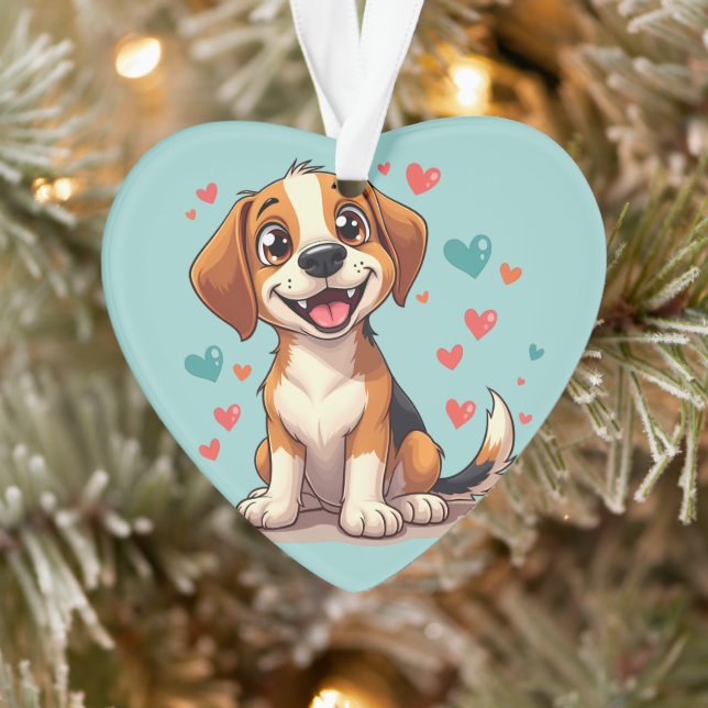 Adorno Beagle de Kawaii con perro lúgubre (Árbol)