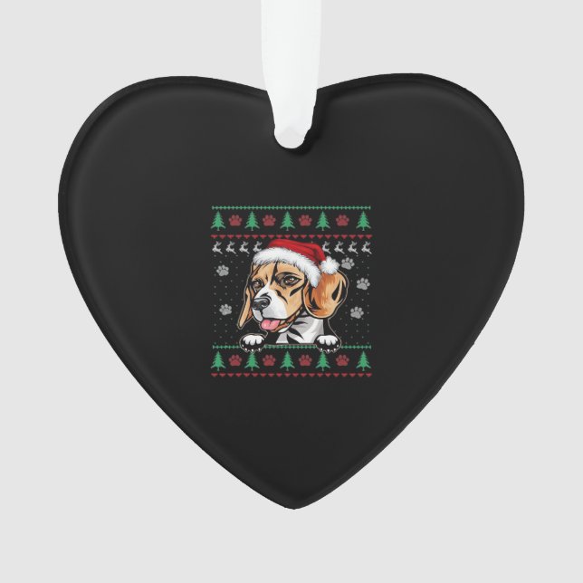 Adorno Beagle Navidades Uglyer Dog Xmas camiseta sobredim (Anverso)
