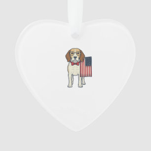 Adorno Beagle Patriótico con Bandera Arte Vectorial Vinta