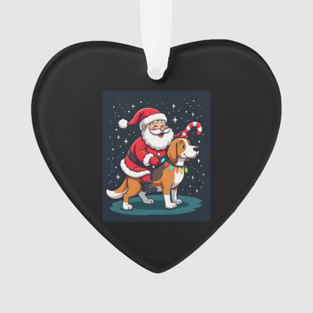 Adorno Beagle Xmas iluminando a Santa Riding Perro Beagle (Anverso)