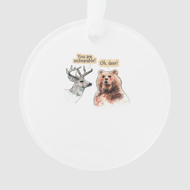 Adorno Bear And Deer Conversation Funny WAcrylic Ornament (Anverso)