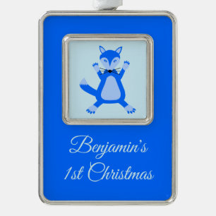Adorno Bebé azul lindo Personalizado Fox primer Navidades