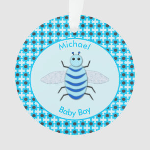 Adorno Bebé azul lindo Personalizado primera Navidad