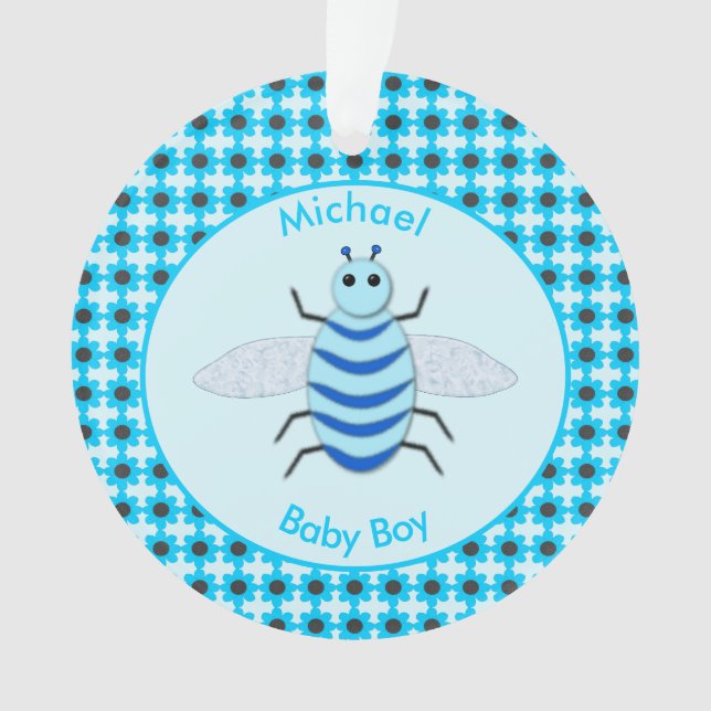 Adorno Bebé azul lindo Personalizado primera Navidad (Anverso)
