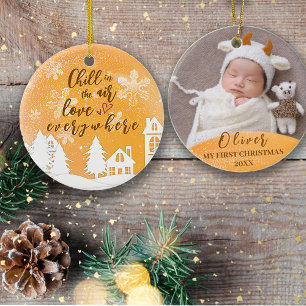 Adorno Bebé de oro Primer Navidades Personalizado de cita