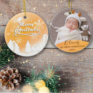 Adorno Bebé de oro Primer Navidades Personalizado Ornamen