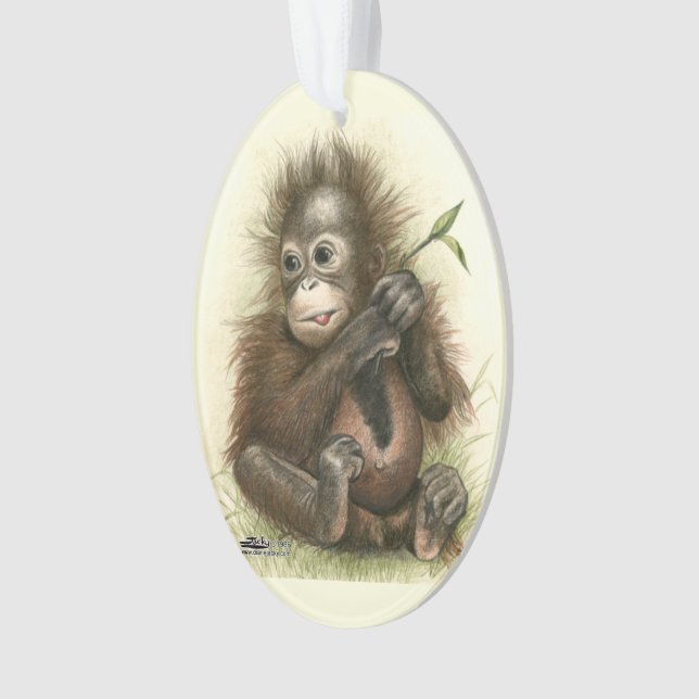 Adorno Bebé del orangután con las hojas (Anverso)