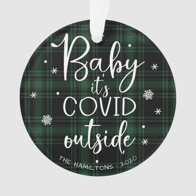 Adorno Bebé, es frío fuera de Navidades divertidos verde (Anverso)