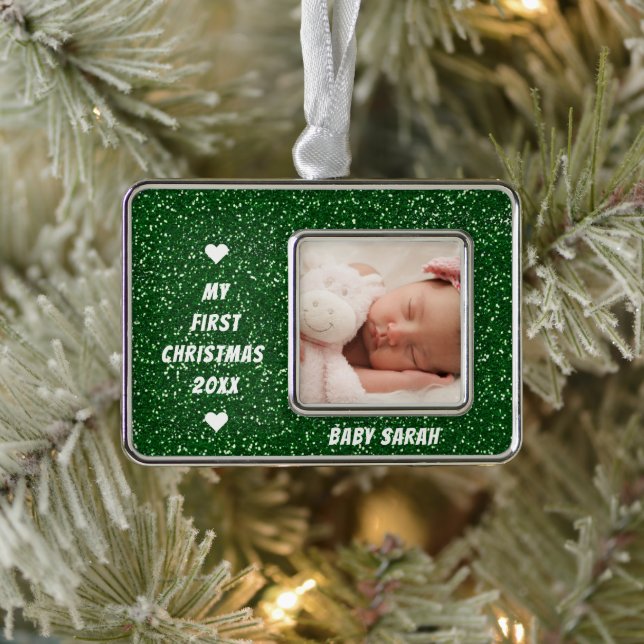 Adorno Bebé Personalizado de Navidad primero Foto y Purpu (Árbol)