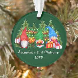 Adorno Bebé primera luz navideña gnomes verde