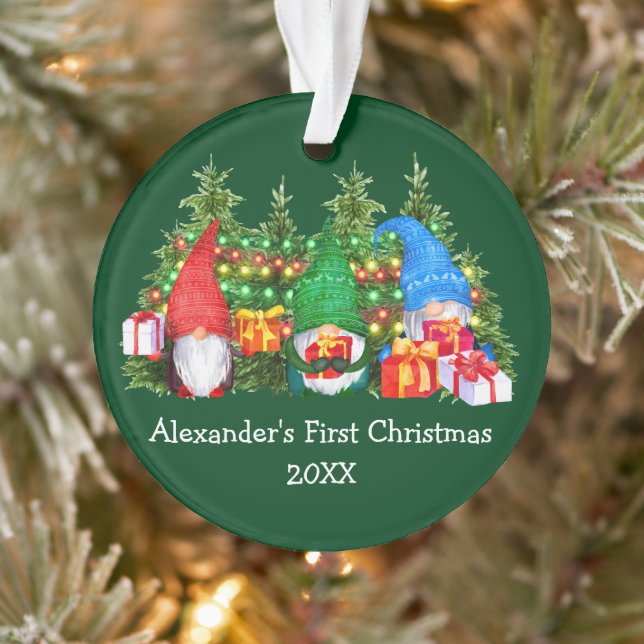 Adorno Bebé primera luz navideña gnomes verde (Árbol)