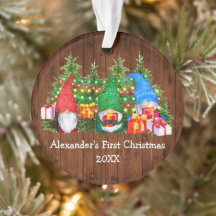 Bebé primera luz navideña vuelve rústico