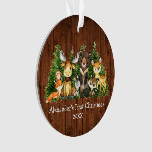 Adorno Bebé Primeros Animales De Navidad Rústico - FOTO