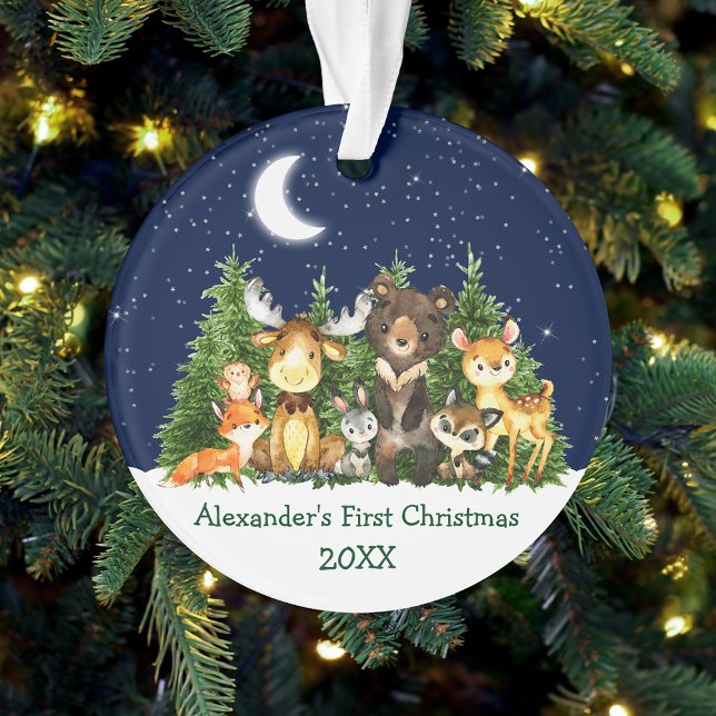 Adorno Bebé Primeros animales del bosque acuático de Navi (Customize with name and year.)