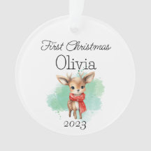 Bebé reno Primera Navidad Acrílico