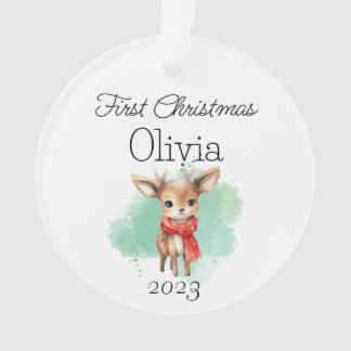 Adorno Bebé reno Primera Navidad Acrílico