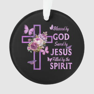Adorno Bendecido por Dios Salvado por Jesús Cruz Floral P
