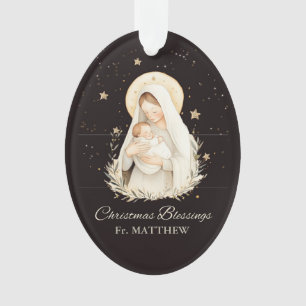 Adorno Bendiciones de Navidad para Sacerdote Madonna Niño
