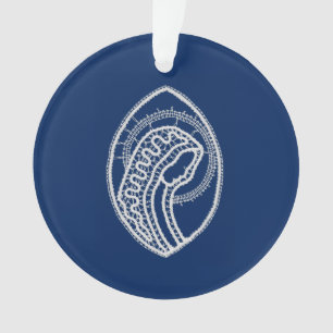 Adorno Bendita Virgen María, encaje blanco, azul marino